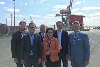 v.l.n.r.: Oliver Kumbartzky, Staatssekretär Dr. Thilo Rohlfs, Peter Hollmann, Veronika Kolb, Frank Schnabel und Stefan Mohrdieck
